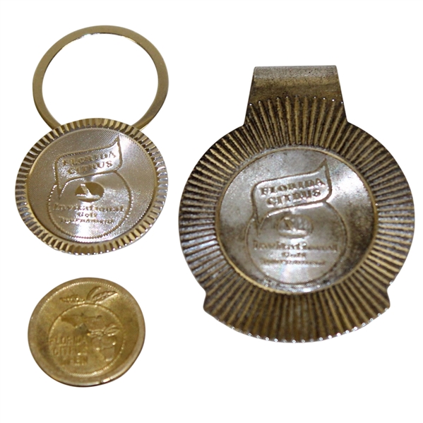 Deane Bemans Florida Citrus Invitational Golf Tournament Ballmarker, Money Clip, & Ring