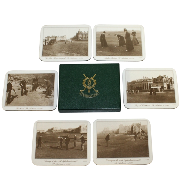 St. Andrews Links 1896 Golf Photo Coasters - Set of 6 with Box