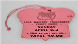 1939 Masters Sunday Final Round Ticket #98 - Seldom Seen Ticket Adverse Weather!</