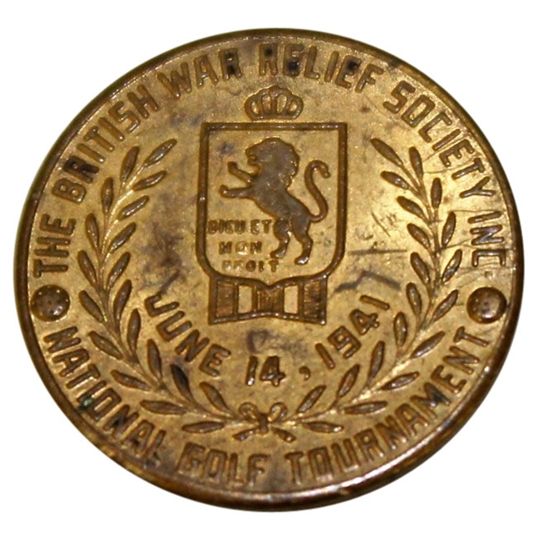 1941 British War Relief Society National Golf Tournament Ball Marker - June 14