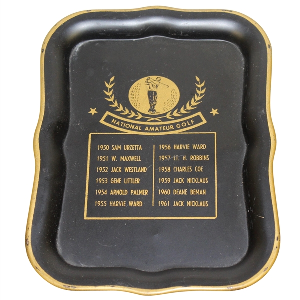 Vintage 1950-1961 Metal National Amateur Golf Champions Tip Tray - Nicklaus, Palmer, others
