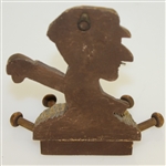 Unique Genuine Burwood Wood Carved Golfer with Golf Bag Wall Tie Holder