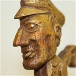 Unique Genuine Burwood Wood Carved Golfer with Golf Bag Wall Tie Holder