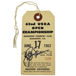 Jack Nicklaus Signed 1962 US Open at Oakmont PLAYOFF Ticket #509 JSA FULL #Z53251