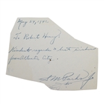 Sam Parks Signed 1942 Note from Atlantic City JSA ALOA