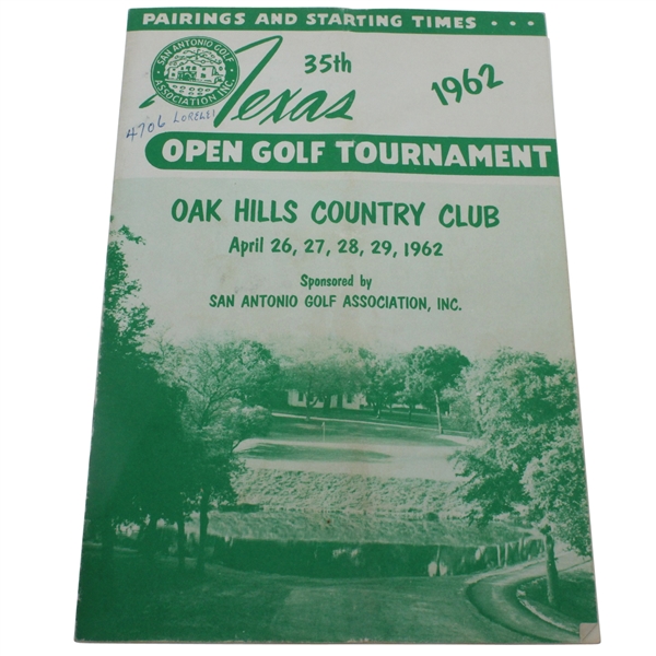 1962 Texas Open Golf Tournament Program - Arnold Palmer Win