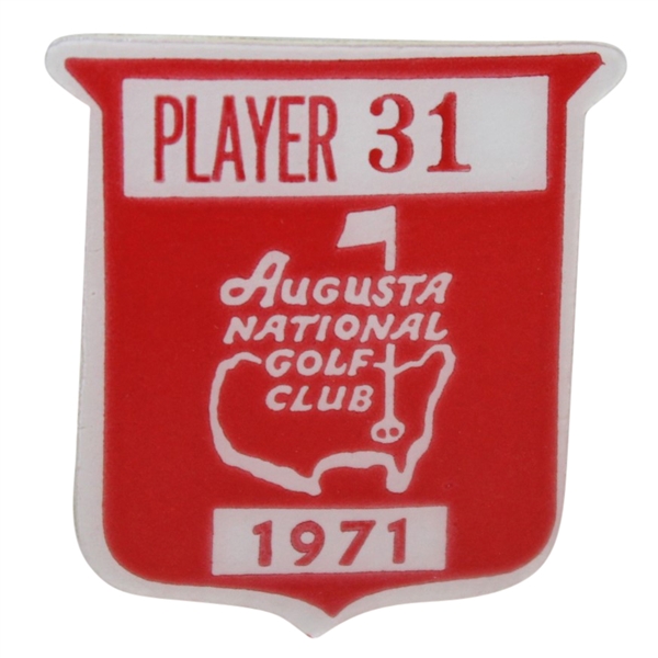 Deane Bemans 1971 Masters Tournament Contestant Badge #31 - Charles Coody Winner