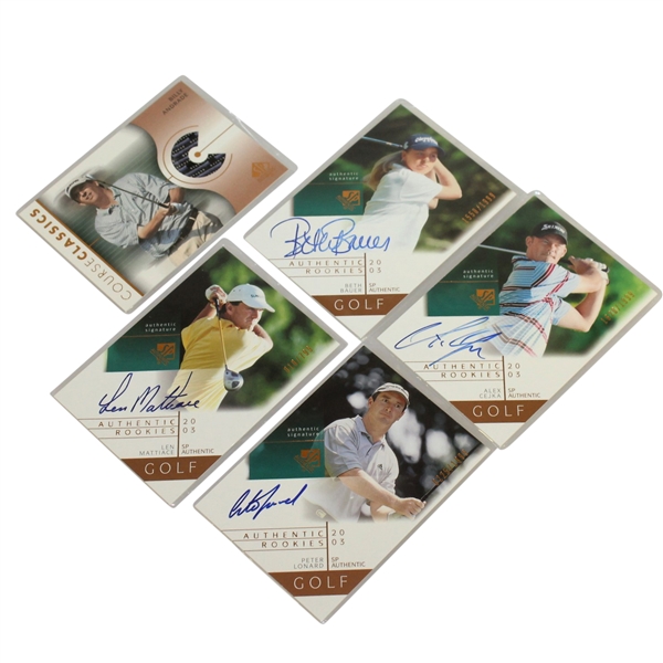 Len Mattiace, Alex Cejka, Peter Lonard, & Beth Bauer Signed Cards with Billy Andrade Card JSA ALOA