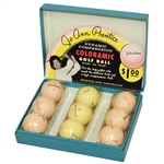 Jo Ann Prentice Golf Ball Box with 3 Sleeves - Extremely Colorful - Circa 1965