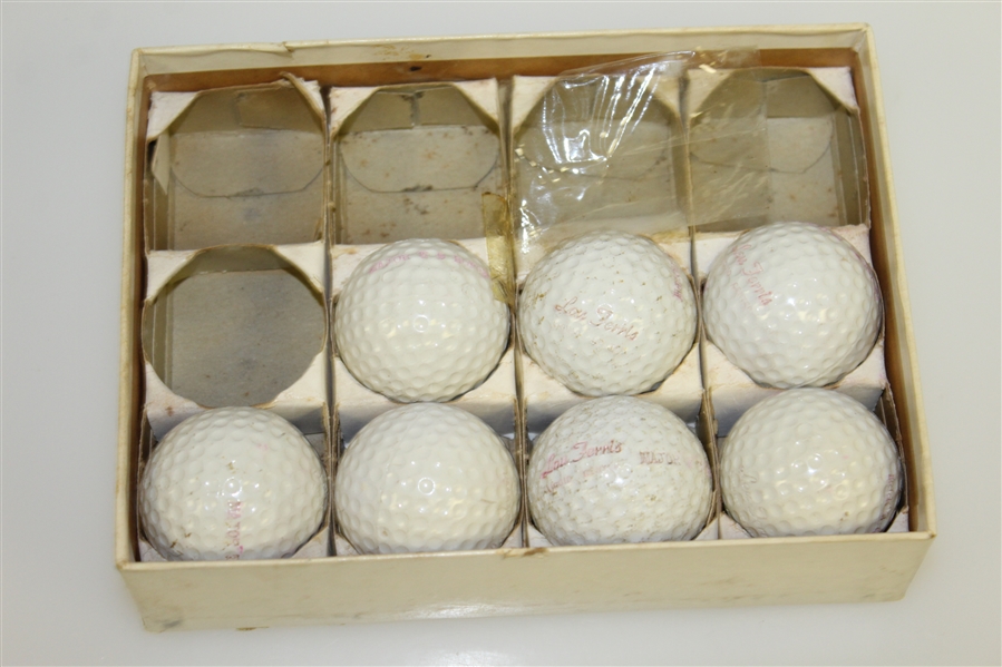Lou Ferris Vintage Golf Ball Box with Seven Golf Balls - Circa 1950
