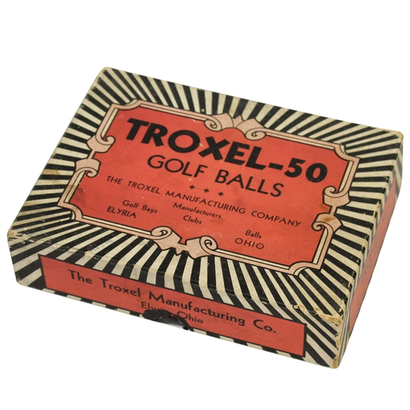 Troxol-50 Golf Ball Box with 7 Square Mesh Golf Balls - Elyria, OH - Circa 1920s