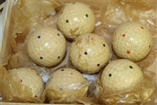 Troxol-50 Golf Ball Box with 7 Square Mesh Golf Balls - Elyria, OH - Circa 1920's