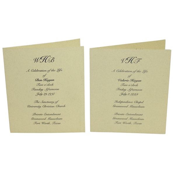 Ben Hogan (1997) & Valerie Hogans (1999) Celebration of Life Pamphlets