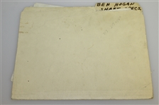Ben Hogan's Personal Specifications, Notes, & Information for Personal Golf Shafts - Unique