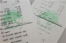 Ben Hogan Signed BIRTHDAY DINNER Checks from Shady Oaks Country Club JSA ALOA