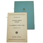 1938 St. Andrews Golden Jubilee Anniversary Banquet Program & Dinner Menu