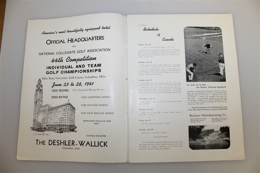 1941 Collegiate Golf Championship at Ohio State University Course Program