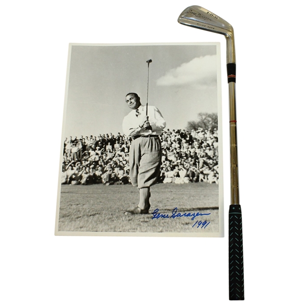 Gene Sarazen Signed Photo with Wilson Sample Size 88th Birthday to Gene 5 Iron JSA ALOA