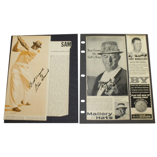 Two Sam Snead Signed Articles on Scrapbook Page JSA ALOA