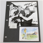 Arnold Palmer Signed Article with Opposite Page of Sam Snead Signed Photo JSA ALOA