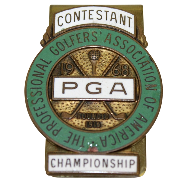 1968 PGA Championship at Pecan Valley Contestant Badge - Julius Boros Winner
