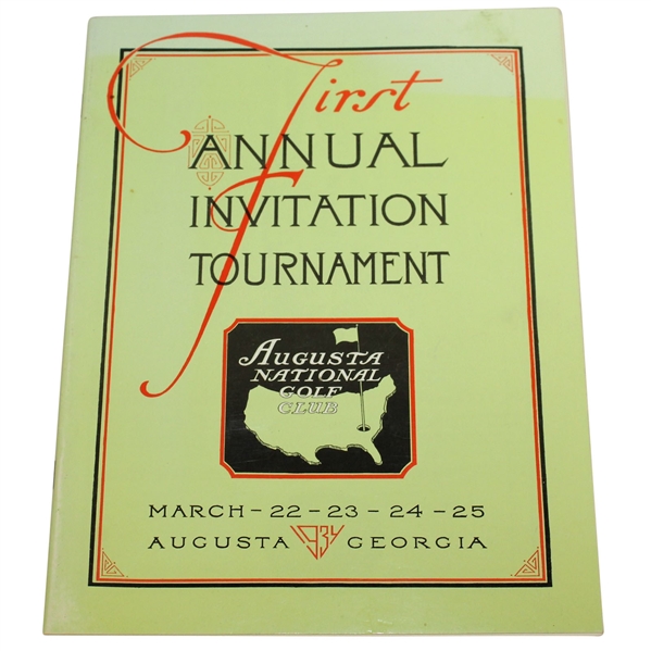 1934 Augusta Invitational Masters Tournament Reproduction Program