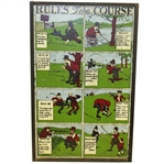Vintage Rules of the Course Wall Plaque with Eight Depictions - Framed