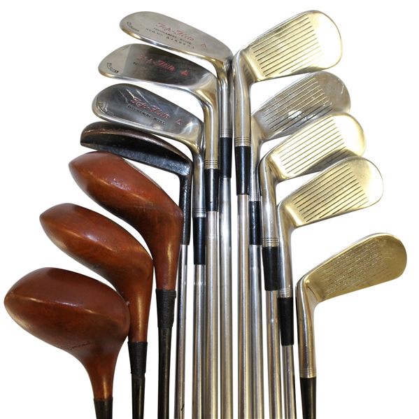 Full Set of Stainless Top-Flite Irons w/Robert T. Jones 1-2-3 Woods & Spalding Putter with Canvas Bag