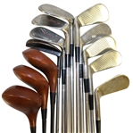 Full Set of Stainless Top-Flite Irons w/Robert T. Jones 1-2-3 Woods & Spalding Putter with Canvas Bag