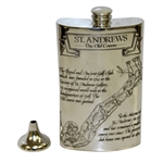 St. Andrews The Old Course Pewter Flask with Course Layout - Great Condition with Original Box