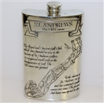 St. Andrews 'The Old Course' Pewter Flask with Course Layout - Great Condition with Original Box