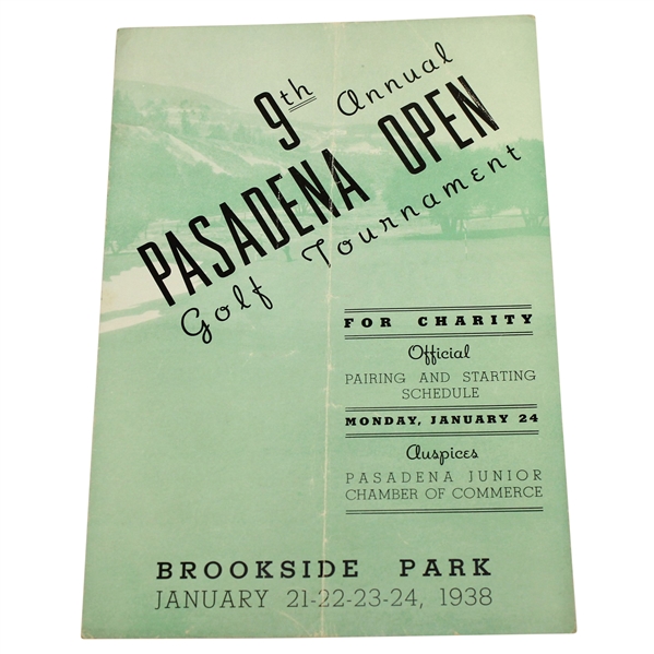 1938 Pasadena Open Golf Tournament at Brookside Park Official Pairing Sheet