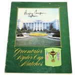 Billy Casper Signed 1979 Ryder Cup at The Greenbrier Program with Captain Inscription JSA ALOA