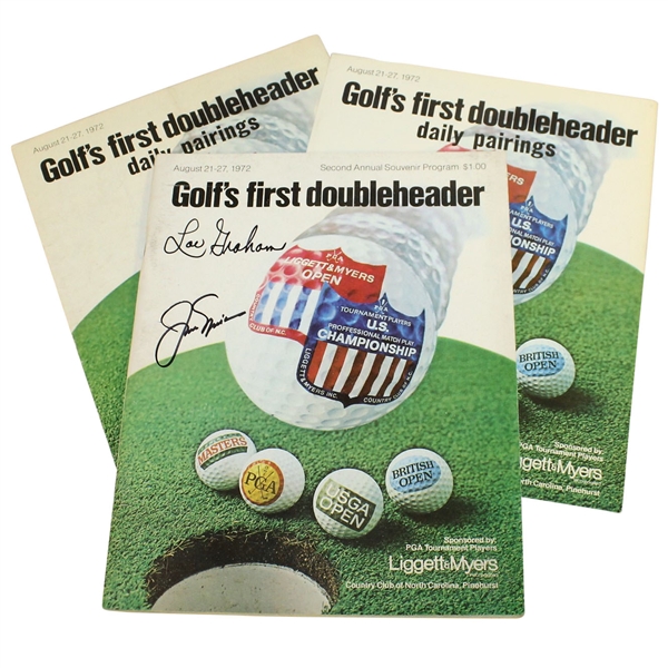 Jack Nicklaus & Lou Graham Signed 1972 Liggett & Myers Program with Pairing Sheets JSA ALOA