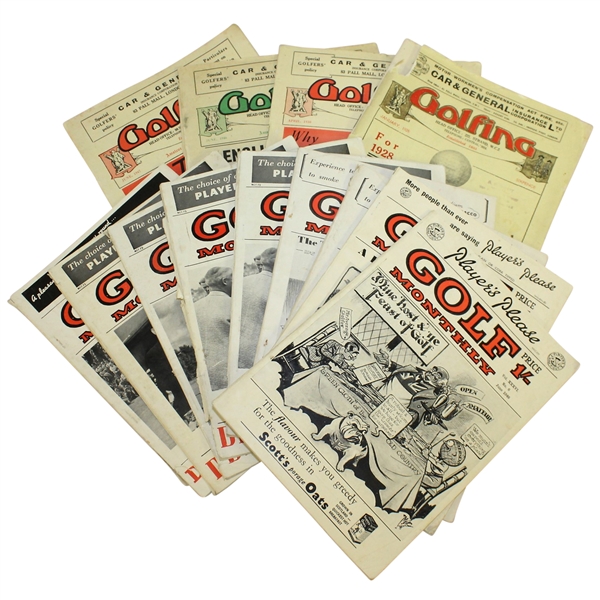 Fourteen 'Golfing' & 'Golf Monthly' Magazines 1920's-1950's