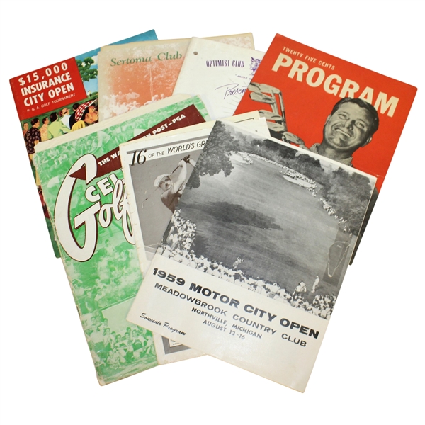 Seven 1950s Tournament Programs - Insurance Open, Motor City Open, & others