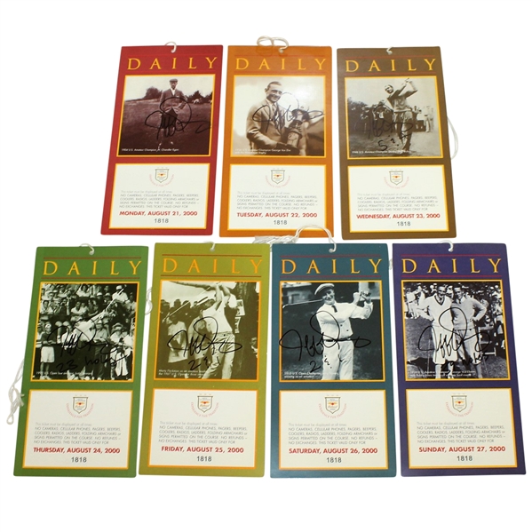 Jeff Quinney Signed 2000 US Amateur Championship Daily Tickets - Full Set JSA ALOA 