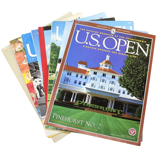 Eight US Open Championship Programs 1982(x2), 1989, 1998, 1999, 2003, 2008, & 2013