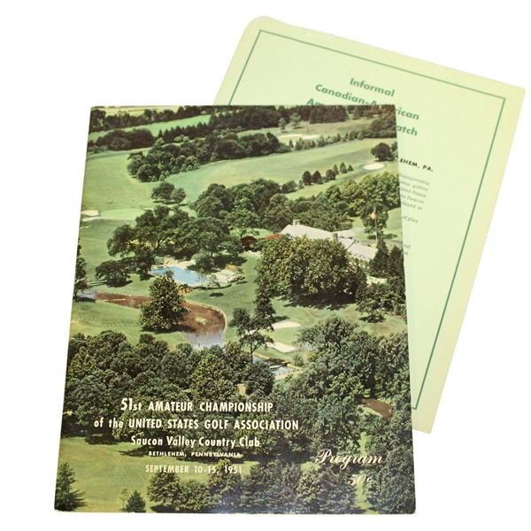 1951 US Amateur at Saucon Valley Program with Info Sheet - Billy Maxwell Winner