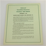 1951 US Amateur at Saucon Valley Program with Info Sheet - Billy Maxwell Winner