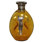 Classic Post-Swing Silver-Plate Golfer on Glass Rye Bottle - No Stopper