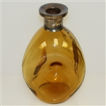 Classic Post-Swing Silver-Plate Golfer on Glass Rye Bottle - No Stopper