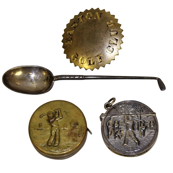Easton Golf Club Badge with Sterling Silver Spoon, a Tape Measure, and a Match Holder