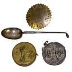 Easton Golf Club Badge with Sterling Silver Spoon, a Tape Measure, and a Match Holder