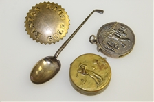 Easton Golf Club Badge with Sterling Silver Spoon, a Tape Measure, and a Match Holder