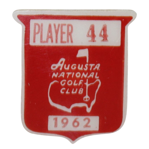 Bob Goalby's 1962 Masters Tournament Contestant Badge #44 - Arnold Palmer Winner
