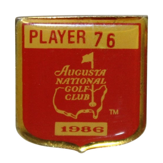 Bob Goalbys 1986 Masters Tournament Contestant Badge #76 - Jack Nicklaus 6th Masters Win