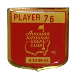 Bob Goalbys 1986 Masters Tournament Contestant Badge #76 - Jack Nicklaus 6th Masters Win