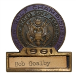 Bob Goalbys 1961 US Open at Oakland Hills Contestant Badge - Runner-Up!