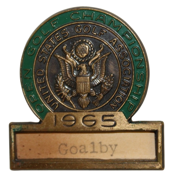 Bob Goalbys 1965 US Open at Bellerive CC Contestant Badge - Gary Player Winner